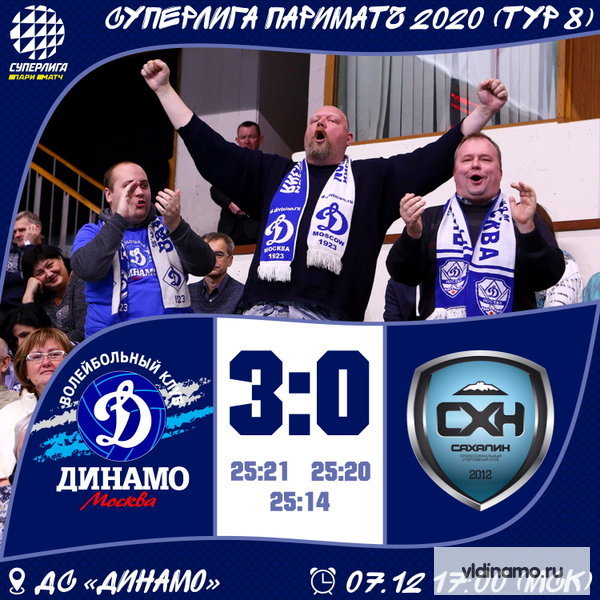«Динамо» обыграло всухую «Сахалин» - 3:0.