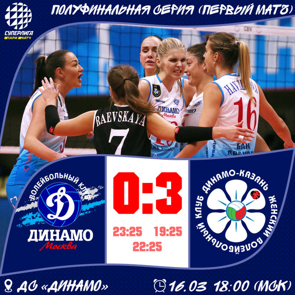 «Динамо» (Москва) – «Динамо-Казань» – 0:3. 